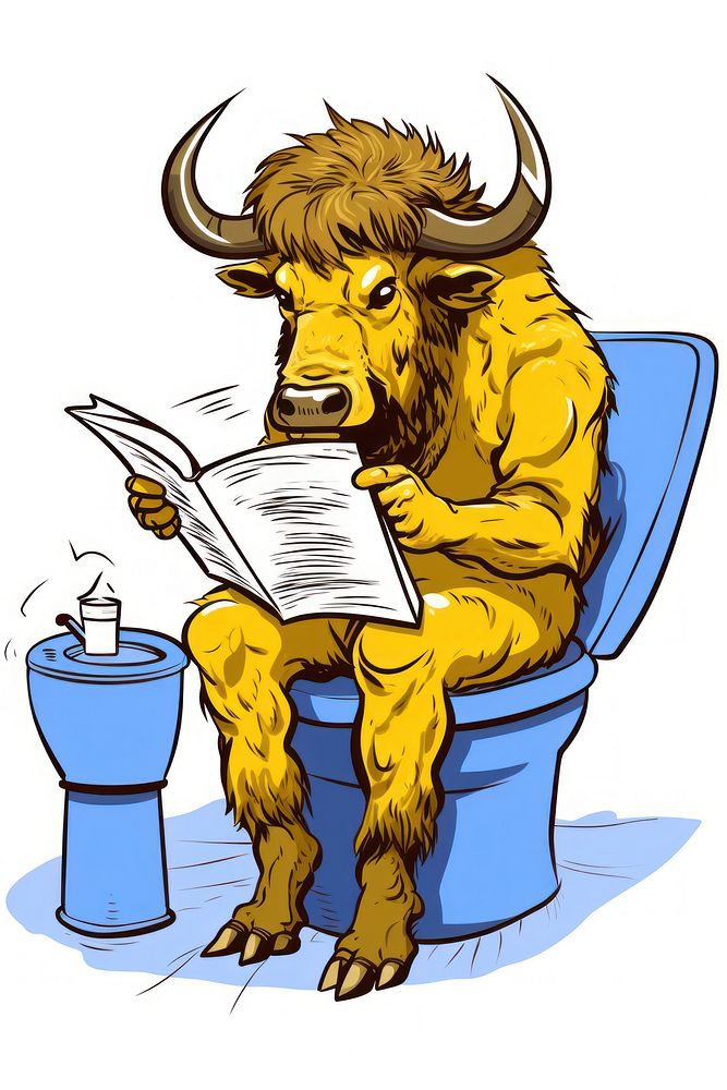 Books reading buffalo mammal.