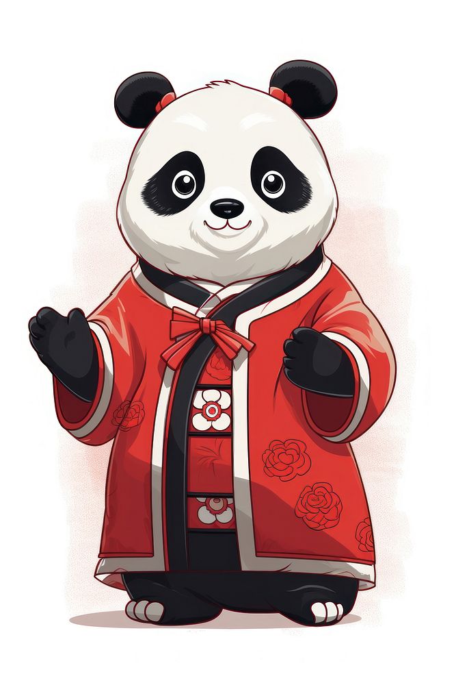 Panda representation standing portrait.