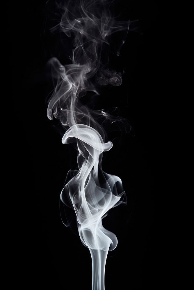 Hot steam black smoke black background.
