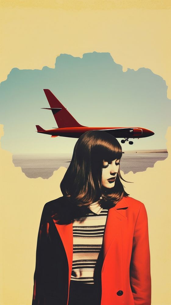 Woman airplane aircraft portrait.