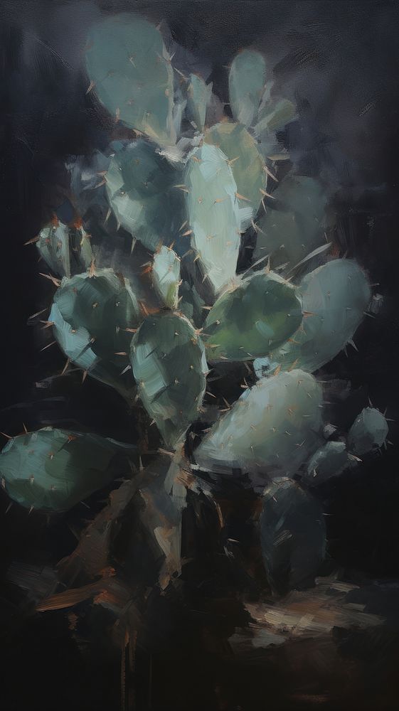 Cactus painting plant darkness.