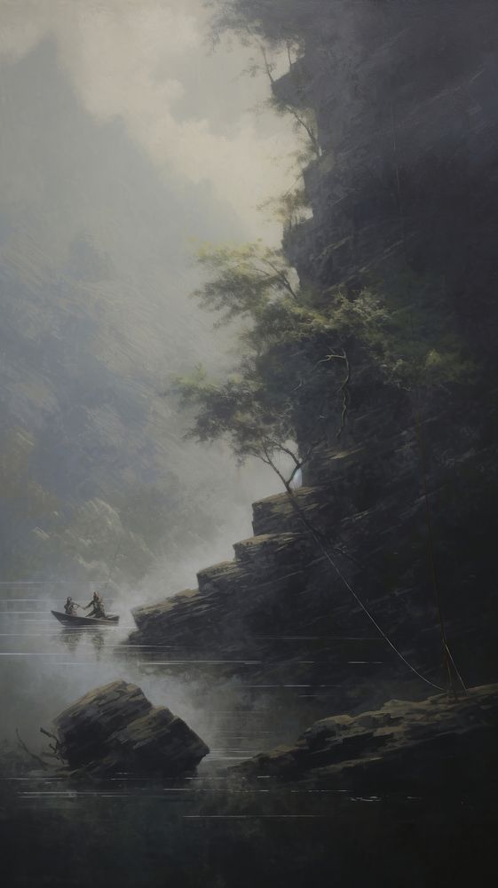 Fishing painting outdoors nature.