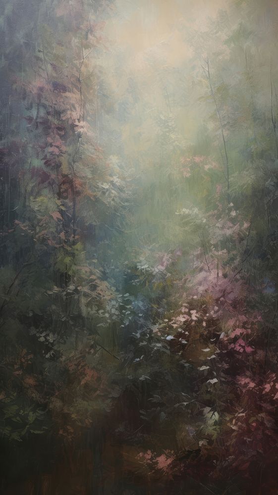 Garden outdoors woodland painting.