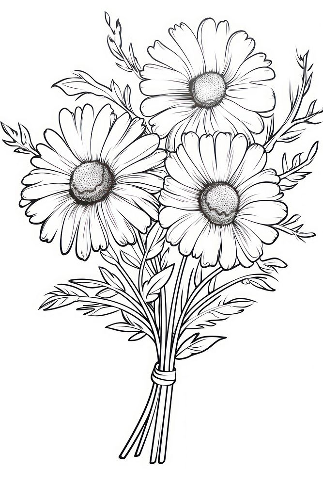 Daisies flower drawing sketch.
