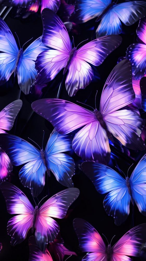 Butterflyvneon light wallpaper purple blue backgrounds.