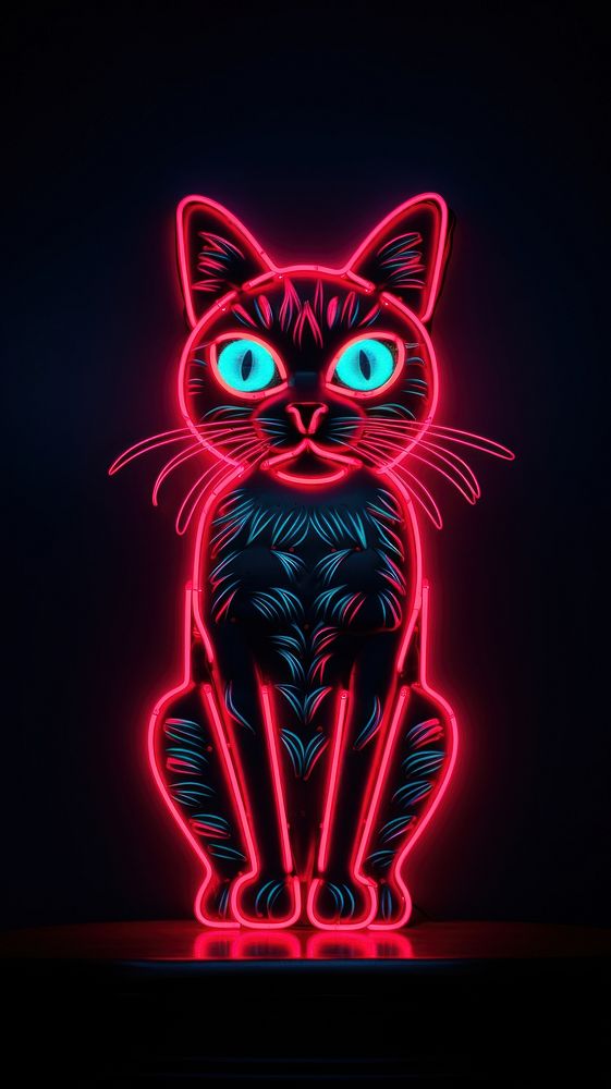 Cat neon sign wallpaper animal mammal light.