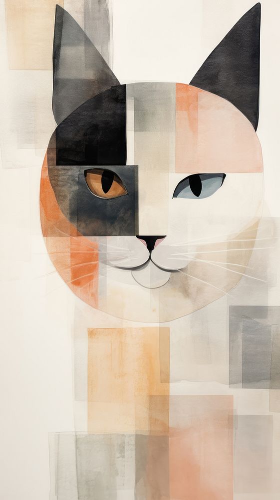 Cat painting collage animal.
