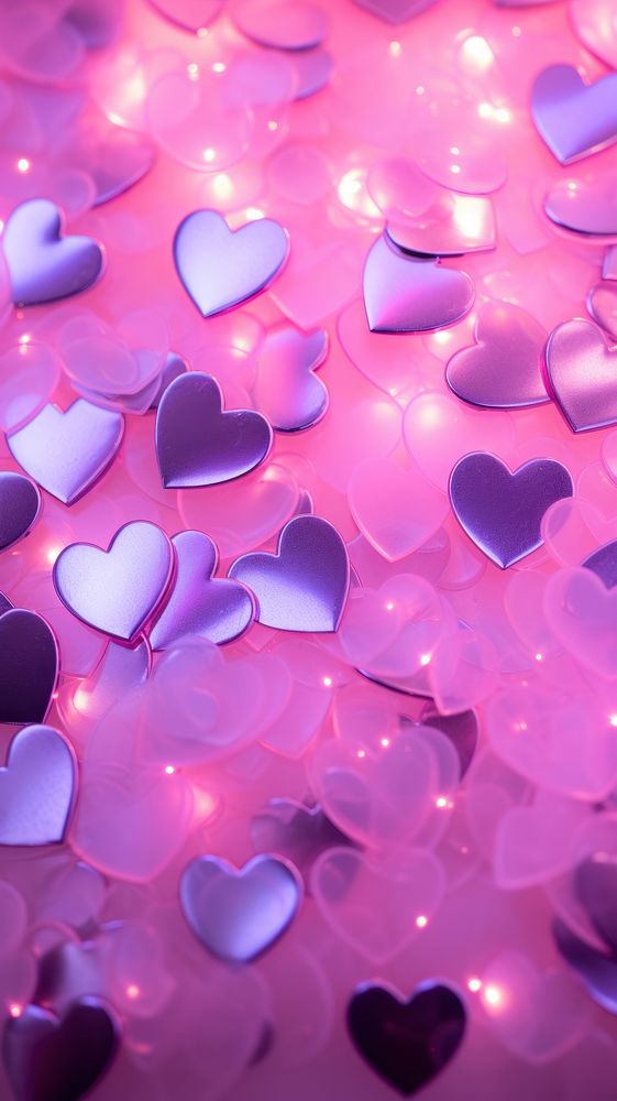 Hearts pattern neon backgrounds glitter purple.