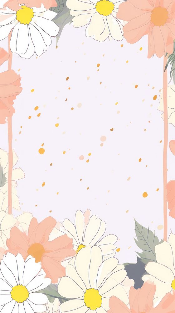 Memphis daisy copy space frame backgrounds pattern flower.