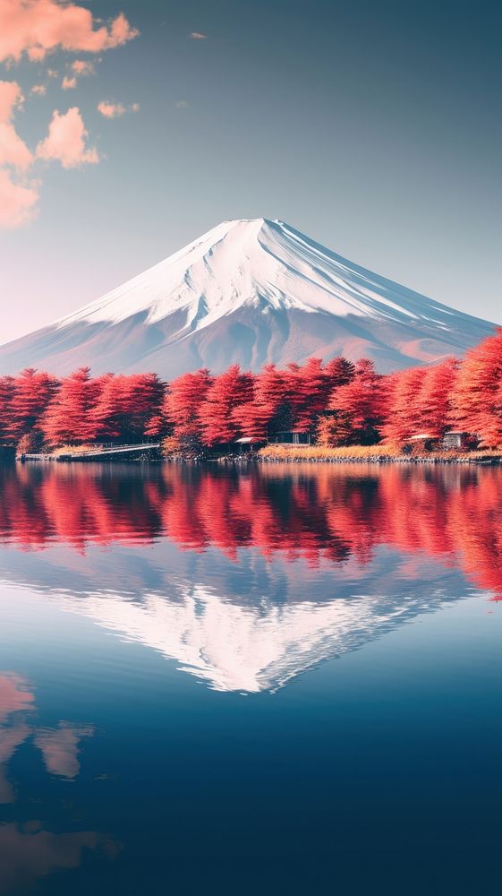 Fuji mountain in autumntime landscape outdoors nature.