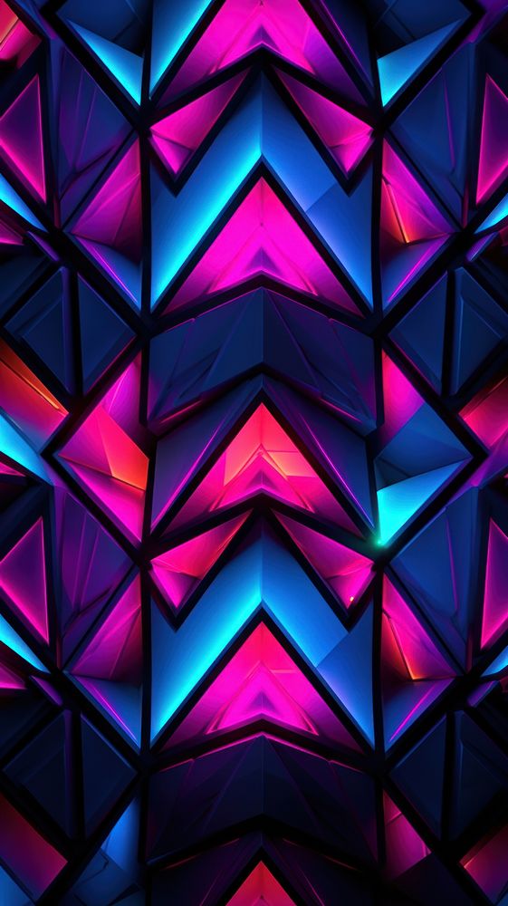 Geometric neon light wallpaper architecture pattern purple.