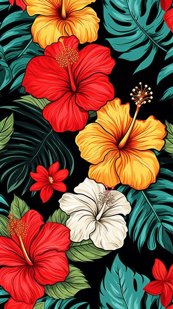 Tropical hibiscus pattern flower.