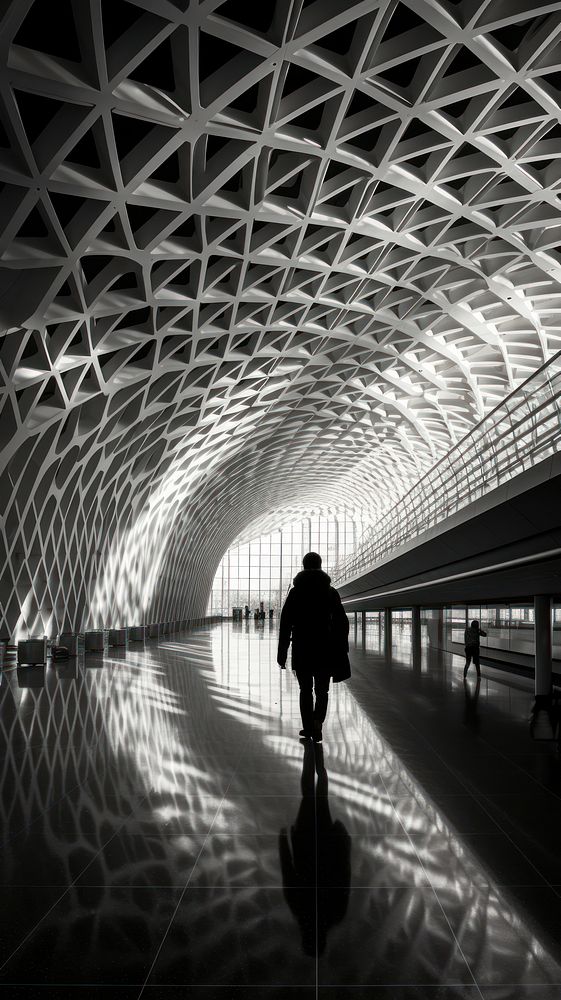 Haneda airport Japan in wintertime walking adult infrastructure.