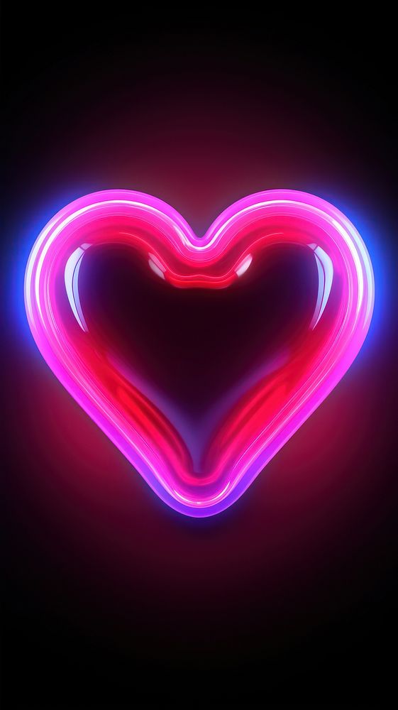 Heart neon light wallpaper illuminated creativity futuristic.