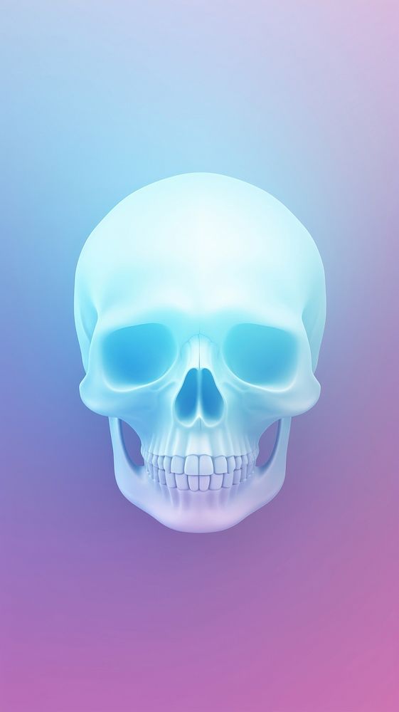 Blurred gradient white Skull blue glowing anatomy.