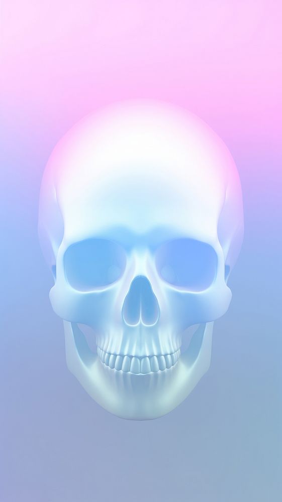 Blurred gradient white Skull blue pink glowing.