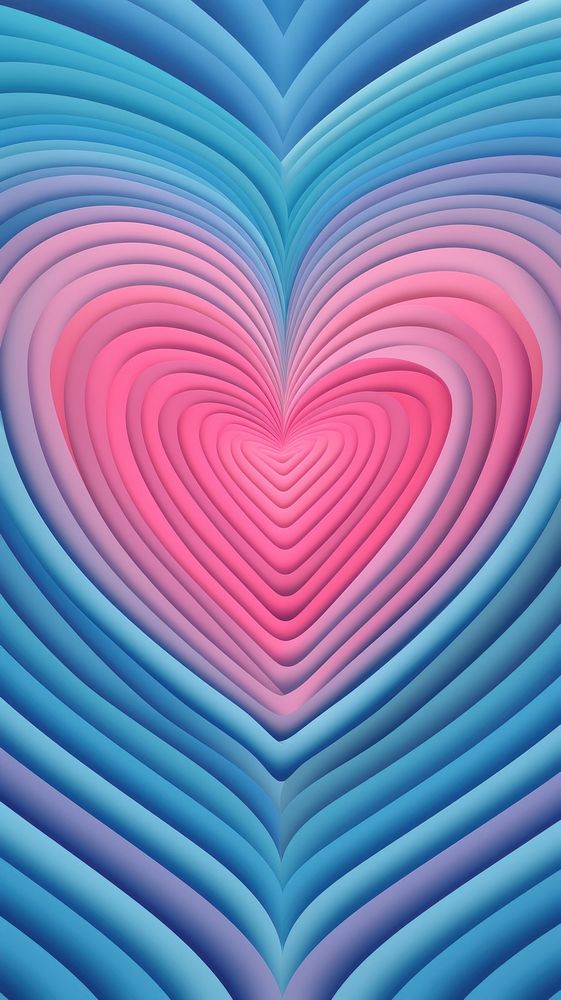 Heart shaped concentric stripes pattern heart blue.