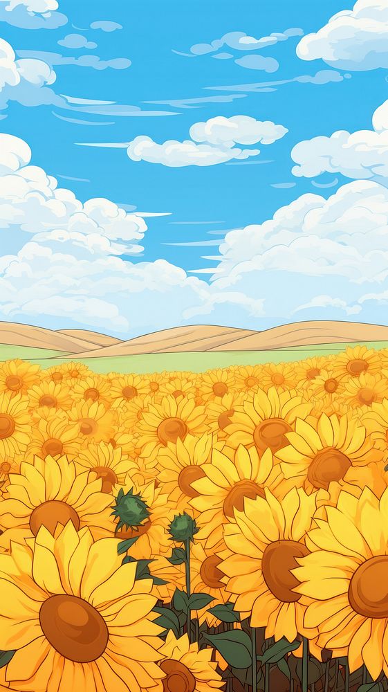 Sunflower field landscape backgrounds outdoors.