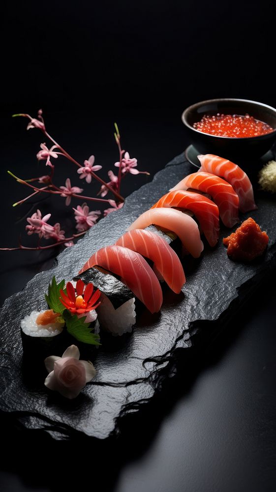 Japanese sushi seafood rice dish.