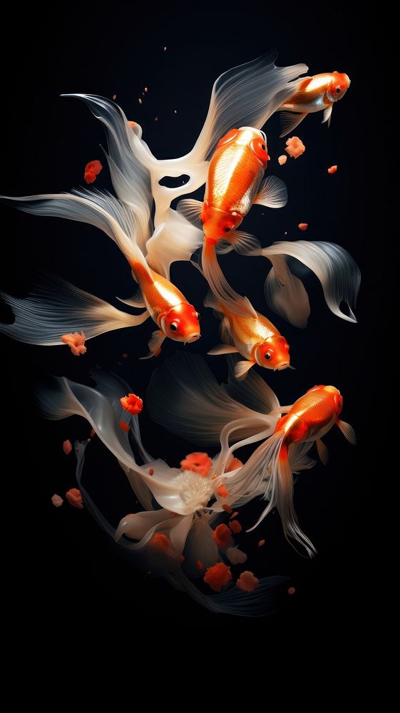 Koi fish flags goldfish animal underwater.