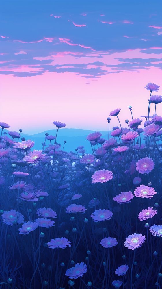 A summer of japanese flower field wallpaper purple backgrounds outdoors.