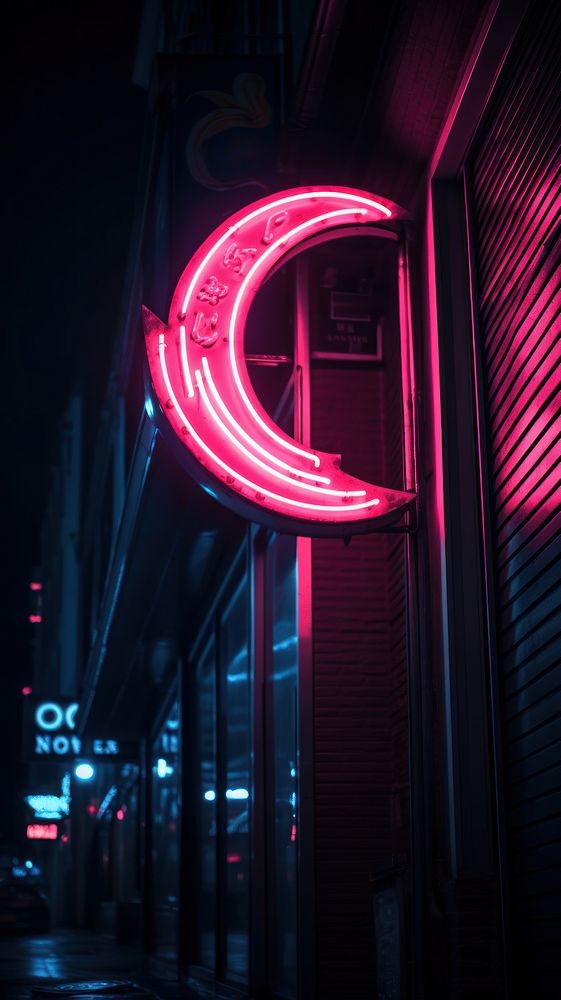 Moon neon sign wallpaper architecture outdoors building.