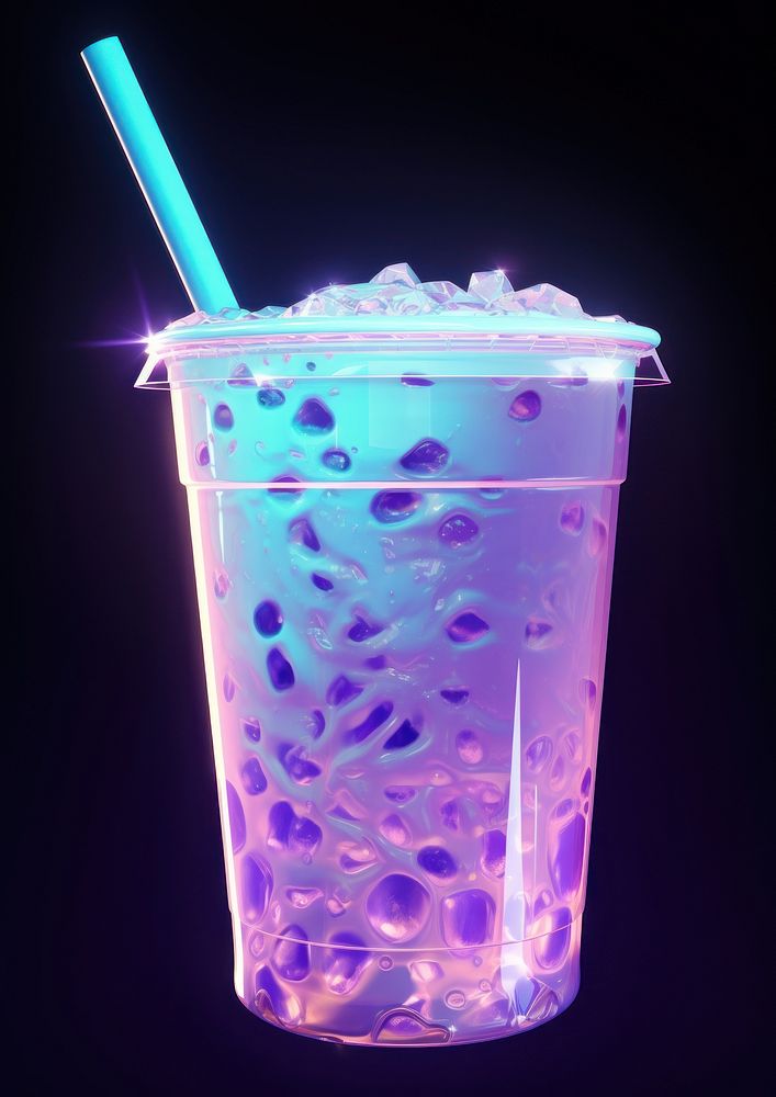 Neon bubble milktea drink refreshment disposable.