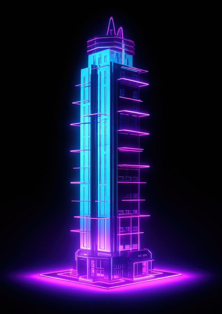 Neon building tower light neon architecture.