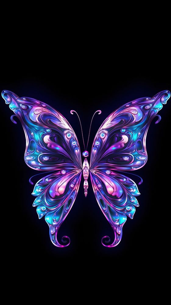 Neon butterfly pattern purple violet.