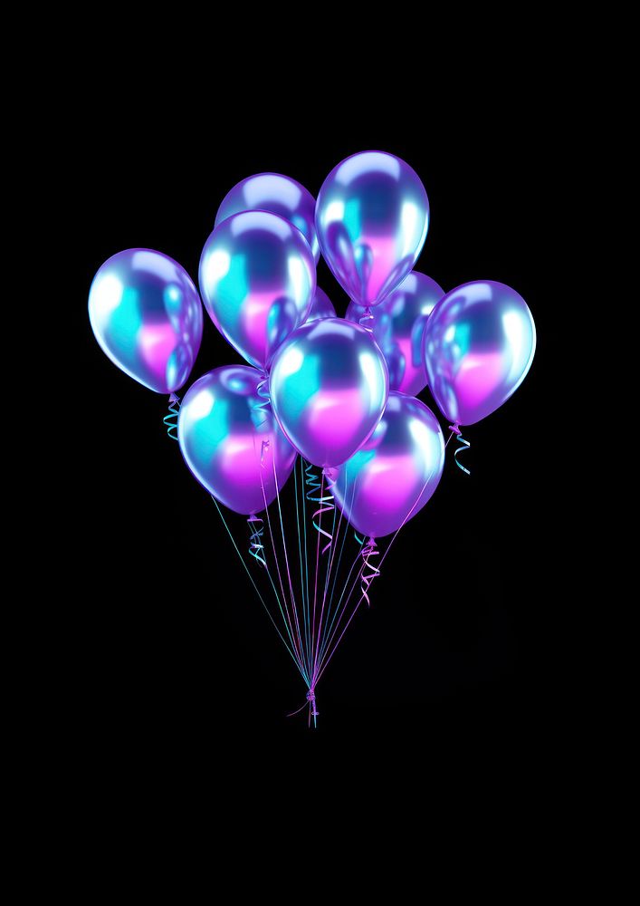 Neon balloons party purple violet light.