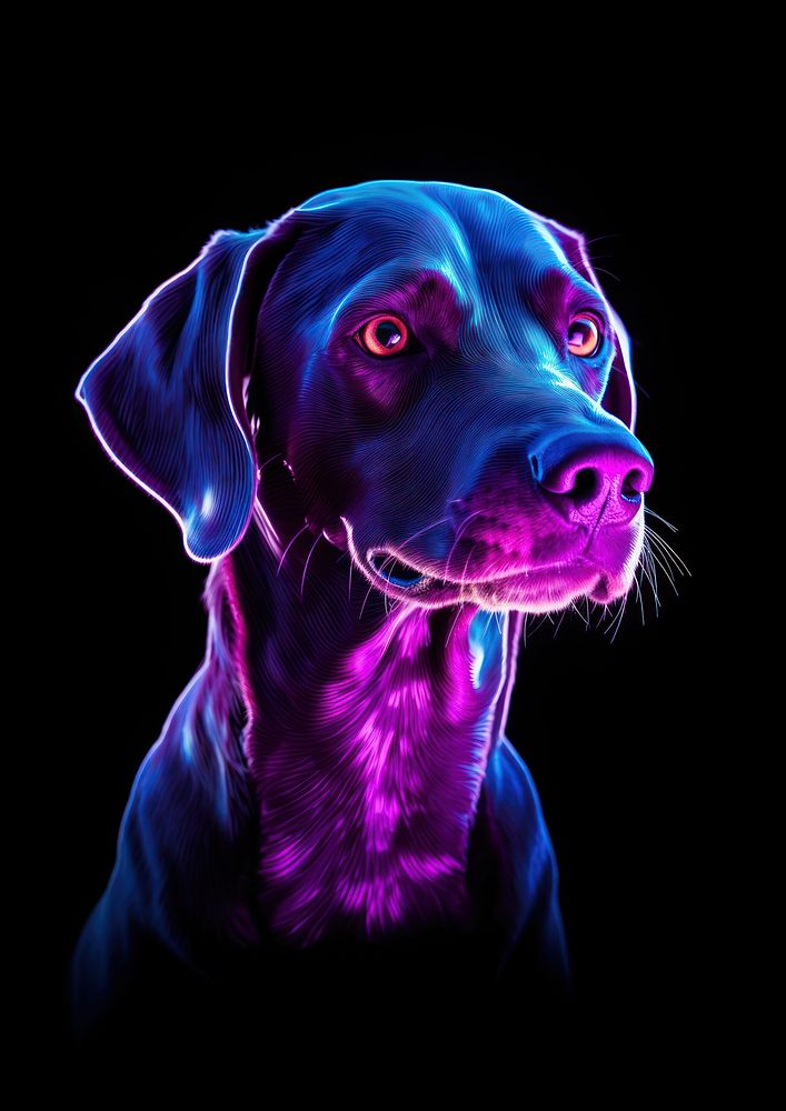 Neon dog animal mammal purple.