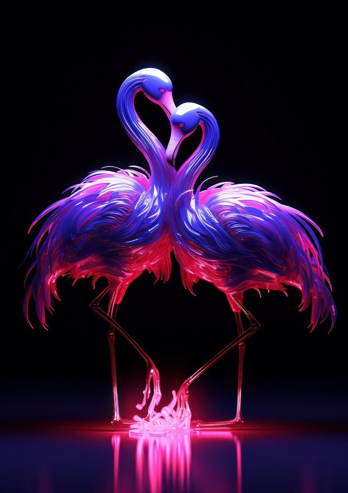 Neon Flamingo standing flamingo animal bird.