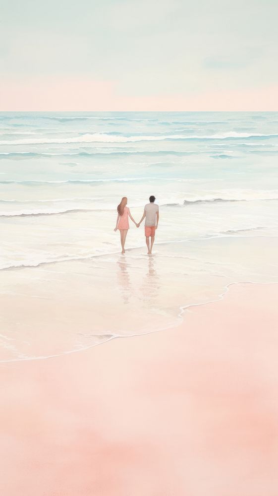Couple love walking on the beach outdoors vacation nature.