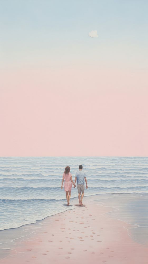 Couple love walking on the beach outdoors vacation horizon.