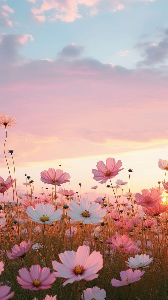 Landscape field of flowers outdoors blossom nature.