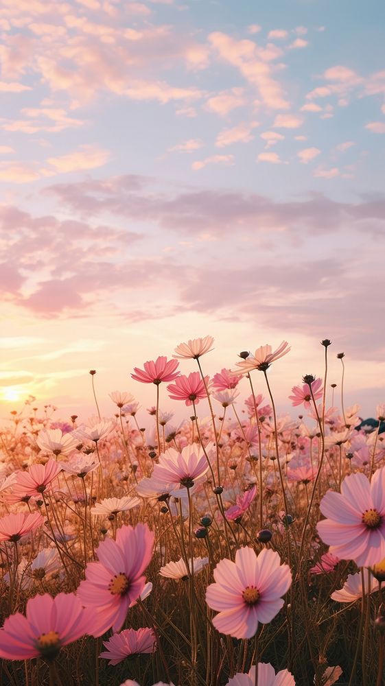 Landscape field of flowers outdoors blossom nature.