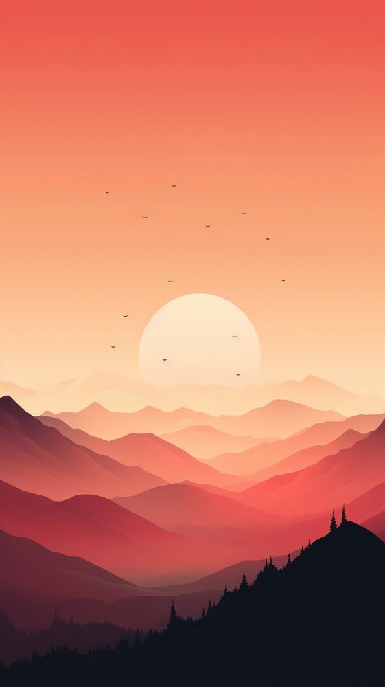 Mountain with sunset sky landscape outdoors horizon.
