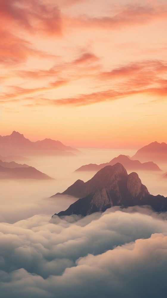 Mountain and clouds with sunset sky landscape outdoors horizon.