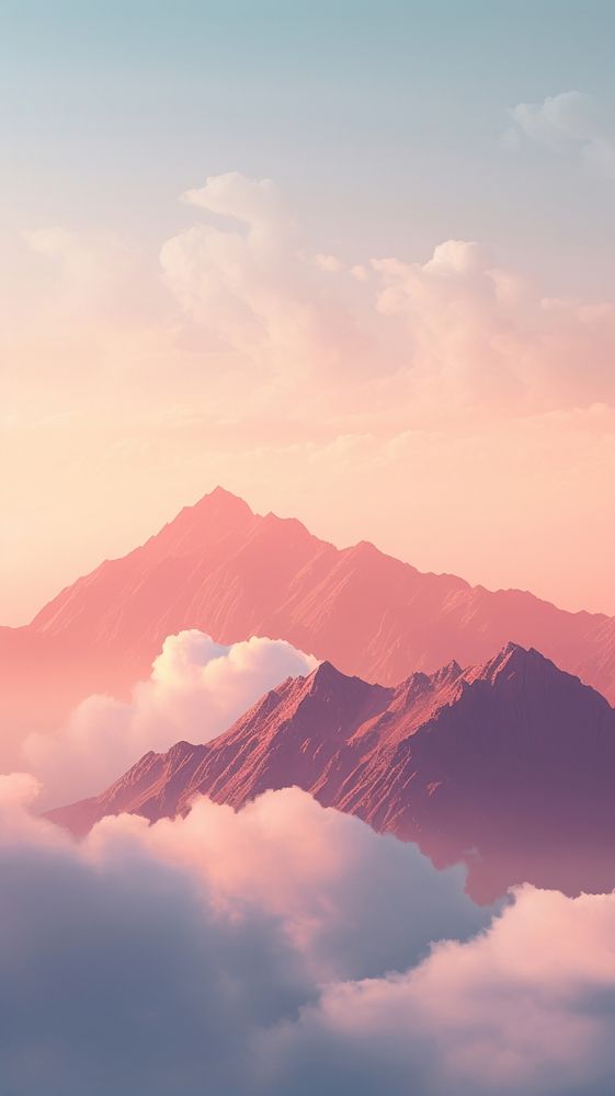 Mountain and clouds with sunset sky outdoors nature tranquility.