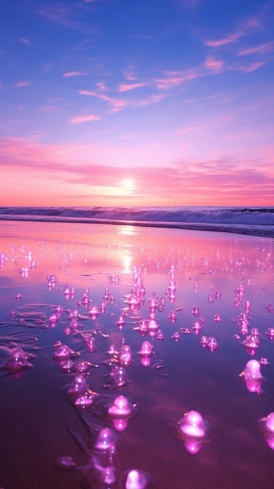 Pink flare glister beach outdoors horizon nature.