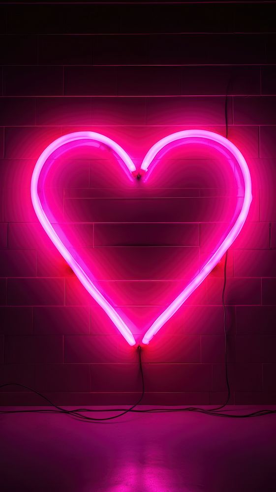 Pink heart neon wallpaper light illuminated creativity.