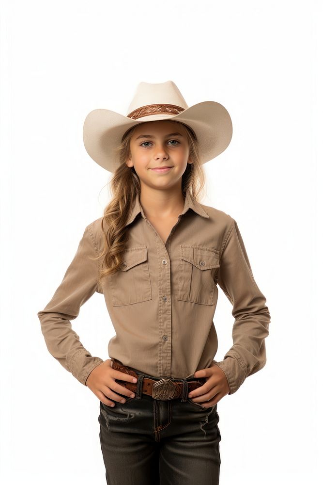American girl cowboy hat white background cowboy hat.