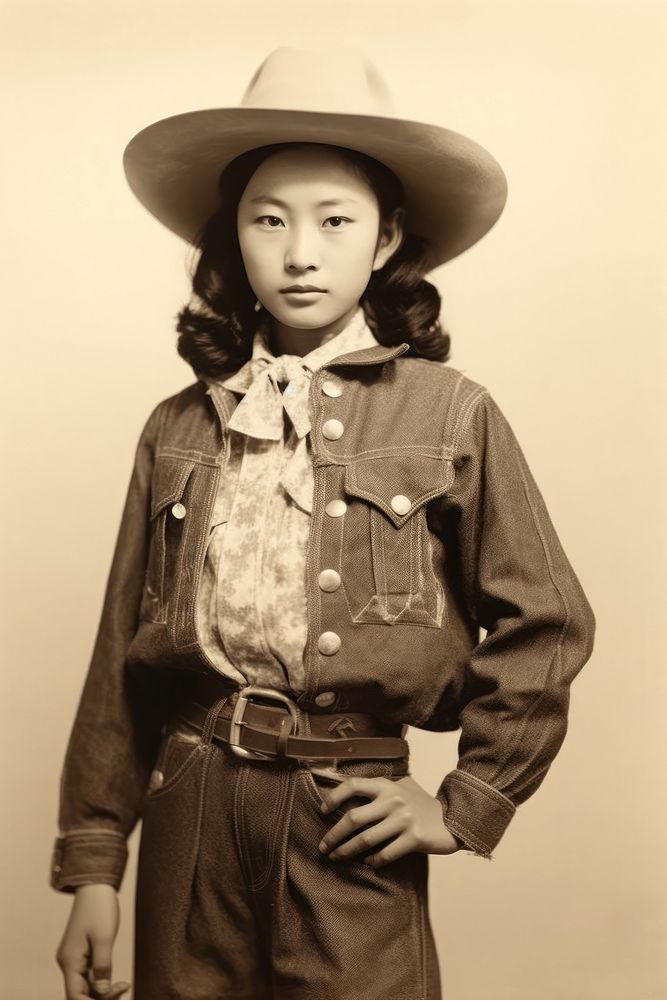 Japan girl portrait cowboy adult.