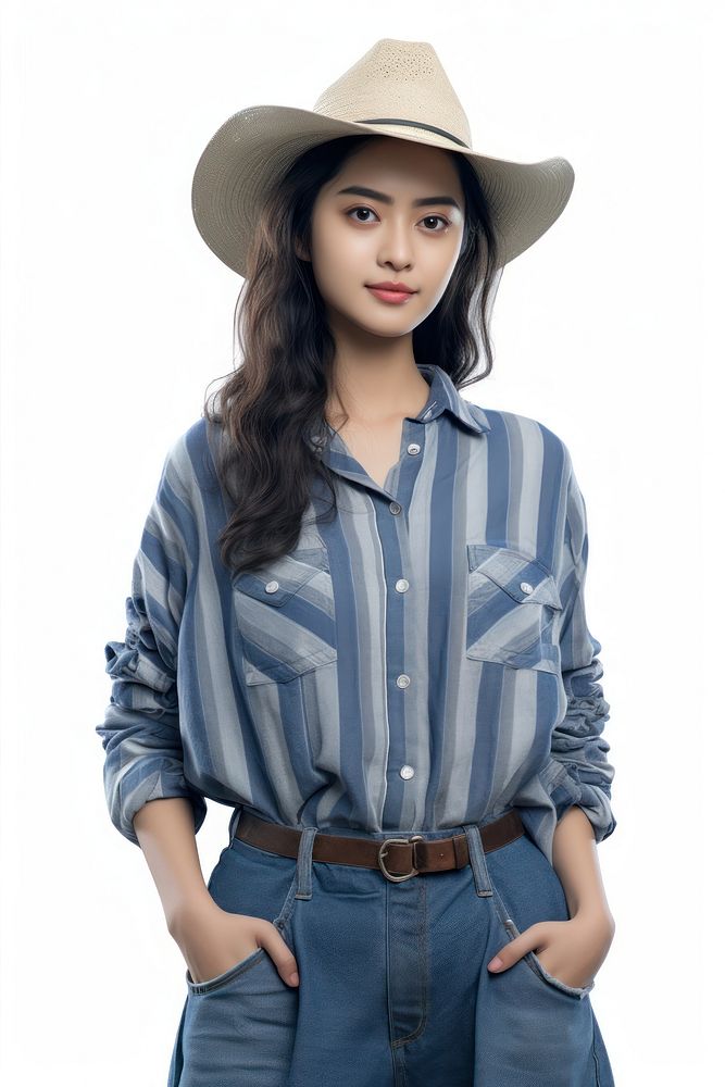 Thai girl cowboy portrait blouse denim.