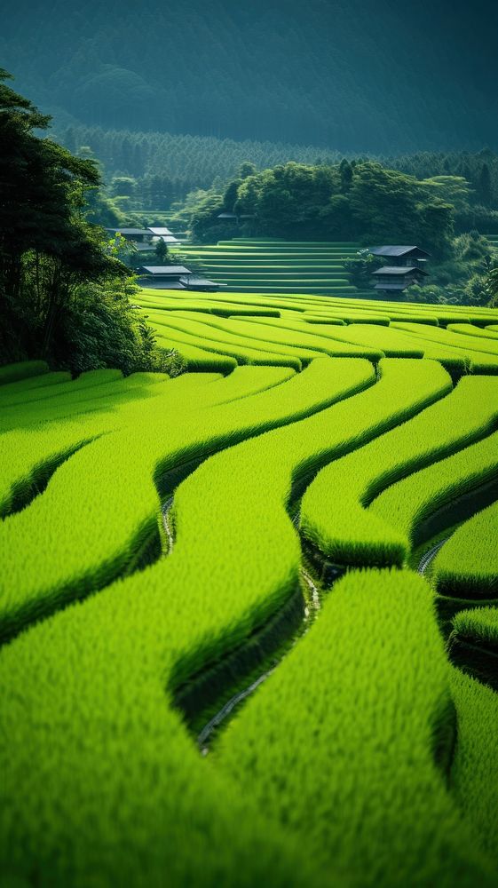 Rice paddyin Japan landscape outdoors nature.