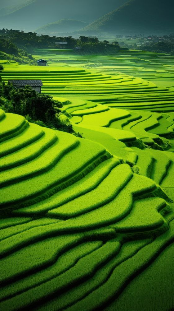 Rice paddyin Japan agriculture landscape outdoors.