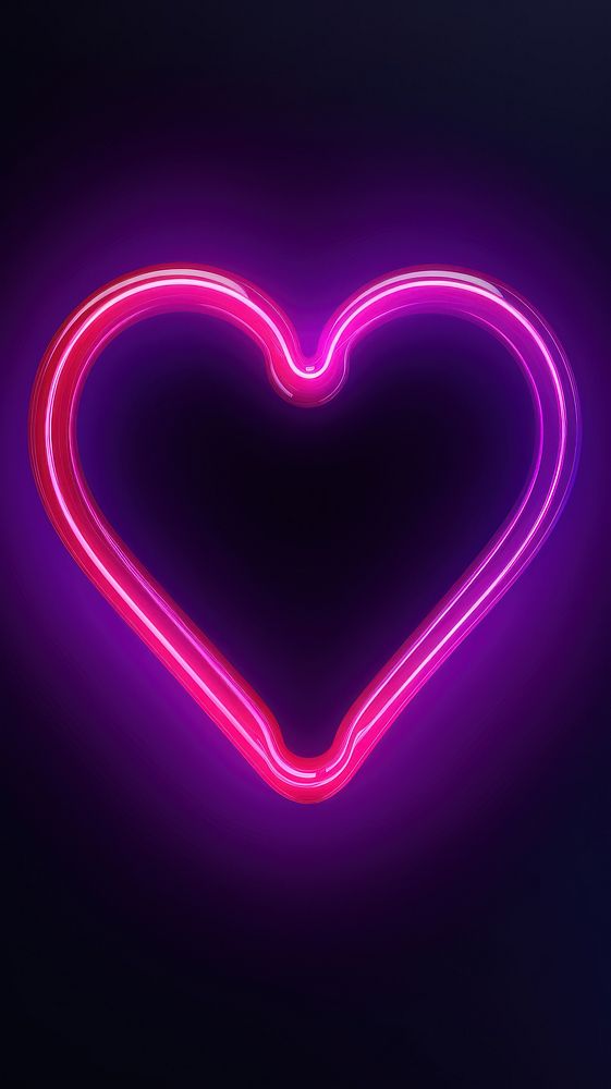 Heart line icon light neon illuminated.