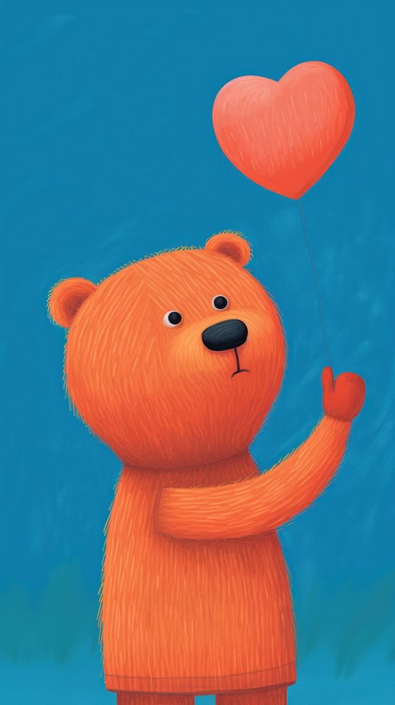 Teddy bear holding heart cartoon toy red.