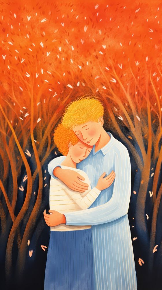 Couple love hugging painting adult togetherness.