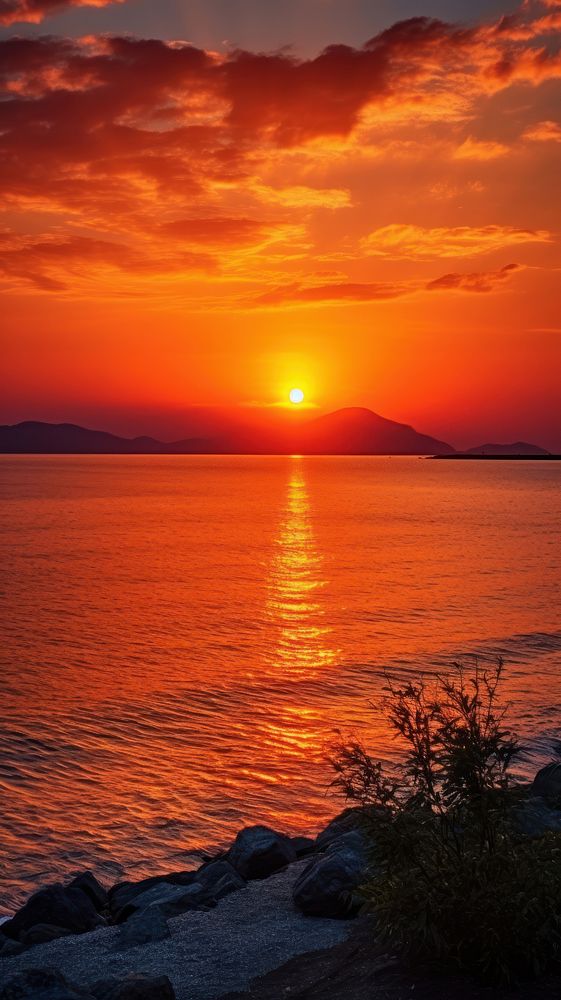 Sea sunlight sunset outdoors horizon.